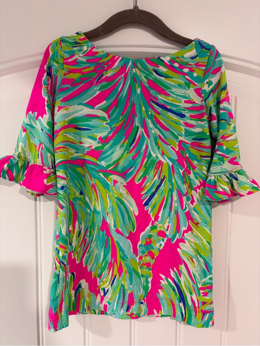 Lilly Pulitzer Pink Tropical Leaf Print Long-Sleeve Dress